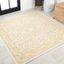 Charleston Vintage Cream/Yellow Square Synthetic Area Rug 5'