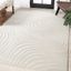 Ivory and Cream High-Low Striped 8' x 10' Synthetic Area Rug