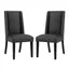 Elegant Baron High-Back Black Leather Side Chair with Nailhead Trim