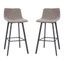 Caleb Adjustable Gray Leather and Metal Bar Stools, Set of 2