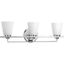 Polished Chrome 3-Light Bath Vanity with Etched Glass Shades