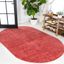 Red Oval Reversible Synthetic Area Rug 6'2" x 9'