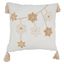 Gold Snowflakes Down Filled Square Throw Pillow with Tassels