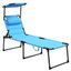 Light Blue Adjustable Outdoor Chaise Lounge with Cushions and Sun Shade