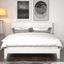 White Wood Frame Queen Platform Bed with Headboard