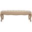 Transitional Beige Linen and Oak Tufted Bench
