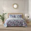 Navy Cotton Reversible Twin Quilt Set with Floral Design