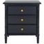 Mina Navy Bamboo 3-Drawer Nightstand with Gold Pulls