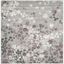 4' Square Light Grey and Purple Floral Synthetic Area Rug