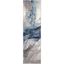 Celestial Blue Abstract 27" Hand-Knotted Synthetic Runner Rug