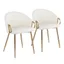 White Faux Leather and Gold Metal Low Upholstered Chair