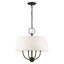 Mini Drum 4-Light Black Pendant with Off-White Shade