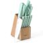 Martha Blue 14-Piece Stainless Steel Knife Block Set with Acacia Wood Block