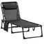 Black Steel Armless Chaise Lounge with Cushions