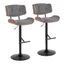 Set of 2 Gray Adjustable Swivel Wood Barstools