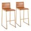 Camel Faux Leather Bar Stools with Gold Steel Frame - Set of 2