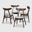 Britte Mid-Century Light Grey Upholstered Dark Oak Dining Chairs - Set of 4