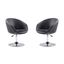 Set of 2 Black Faux Leather Swivel Chairs with Chrome Base