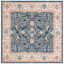 Navy and Creme Floral Motif Low Pile Area Rug