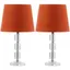 Erin Crystal Cube Table Lamp with Burnt Orange Shade, Set of 2