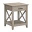 Washed Gray Square End Table with Storage Drawer and Shelf