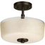 Antique Bronze Semi-Flush Light with White Linen Glass Shade