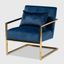 Mira 28" Navy Blue Velvet and Gold Metal Accent Chair