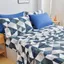 Queen Blue Geometric Print Microfiber Deep Pocket Sheet Set