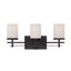 English Bronze 3-Light Vanity with White Opal Glass Shades