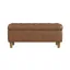 Brown Faux Leather Tufted Storage Bench with Oak Legs