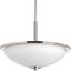 Polished Nickel 3-Light Inverted Pendant with Glass Shade