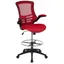 Kelista Mid-Back Red Mesh Drafting Chair with Adjustable Arms