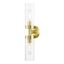 Ludlow Sleek Urban 2-Light Vanity Sconce in Satin Brass with Clear Glass