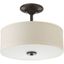 Antique Bronze LED Semi-Flush Mount with Linen Shade