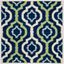 Dark Blue and Multicolor Hand-Tufted Wool Square Rug