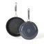 Gray Aluminum Nonstick 2-Piece Fry Pan Set with Stainless Steel Handles