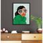 Green Coat Abstract Portrait Canvas with Black Frame