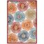 Cream and Red Floral Synthetic Indoor/Outdoor Area Rug