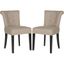 Oyster Grey Leather Parsons Chair with Silver Nail Heads - Set of 2