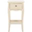 Vintage Cream Rectangular Wood End Table with Storage