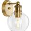 Hansford Vintage Brass Clear Globe Glass Bath Vanity Light