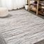 Reversible Gray Stripe Synthetic 8' x 10' Easy-Care Area Rug