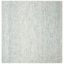 Ivory and Blue Handmade Abstract Wool Area Rug, 6' x 6'