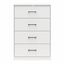 White Laminate 4-Drawer Vertical Dresser with Metal Handles