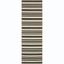 Black and Bone Striped Synthetic Outdoor Runner Rug