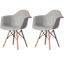 Gray Fabric Armchair with Beech Wood Legs, Set of 2