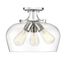 Transitional Curved Glass Bowl Ceiling Light in Polished Chrome