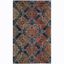 Hand-Knotted Blue and Orange High Pile Area Rug