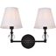 Bethany Dimmable 2-Light Bath Sconce with Black Iron and Crystal