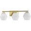 Brushed Gold 24" Vanity Light with Opal Glass Shades